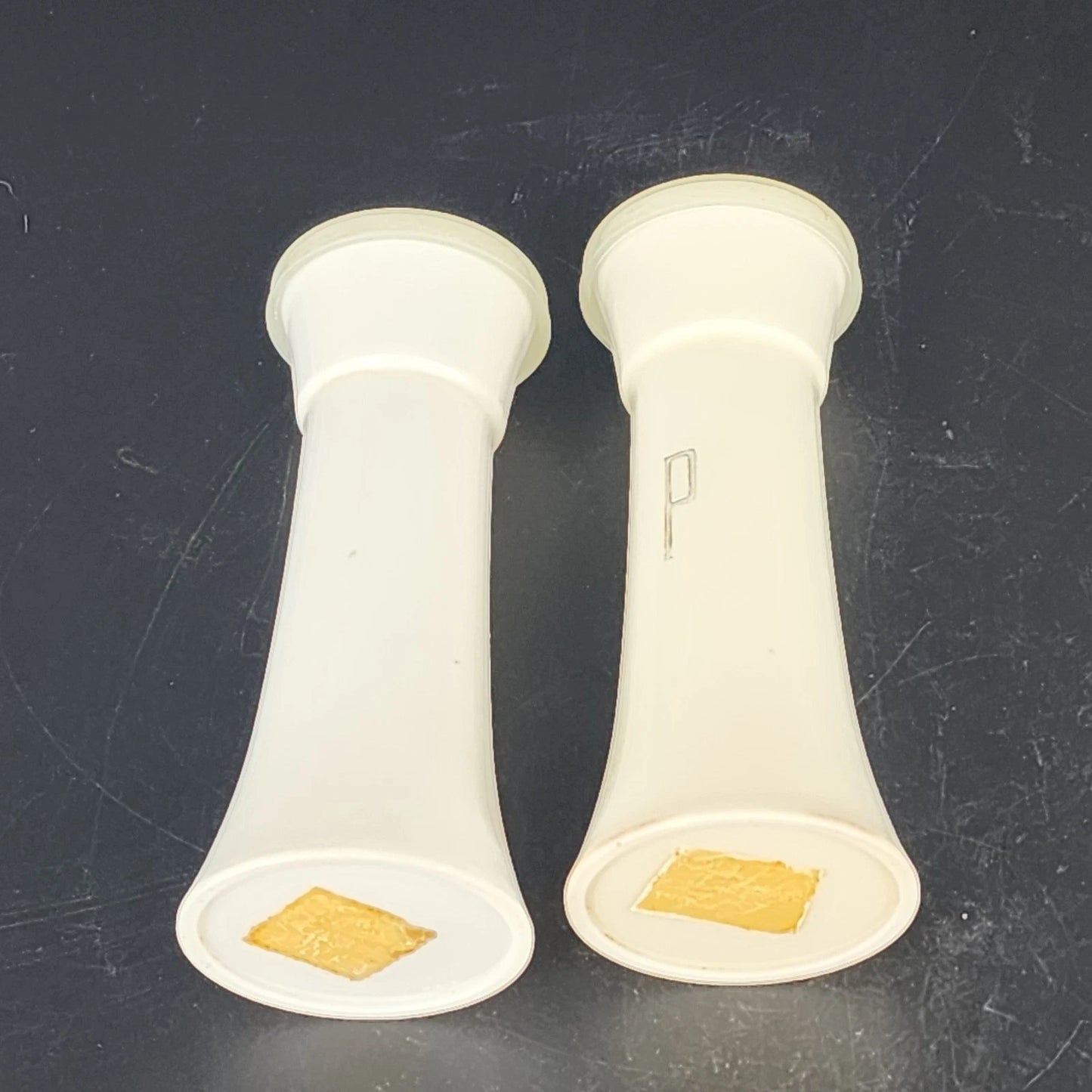 Tupperware Hourglass Salt Pepper Shakers 6" Tall 152-1 No Caps Vintage MCM White