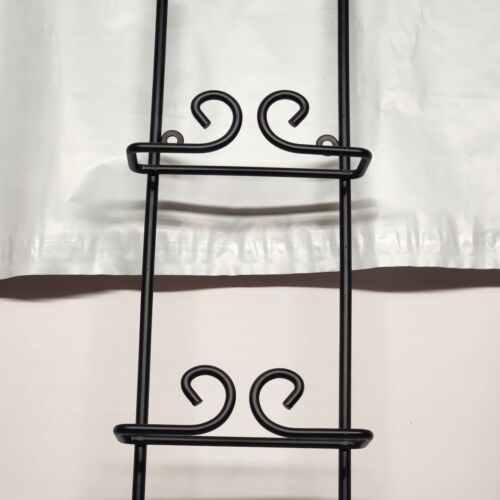 Black Steel Bar Plate Rack Wall Mount Kitchen Vertical Holds 6 Plates 51" Tall