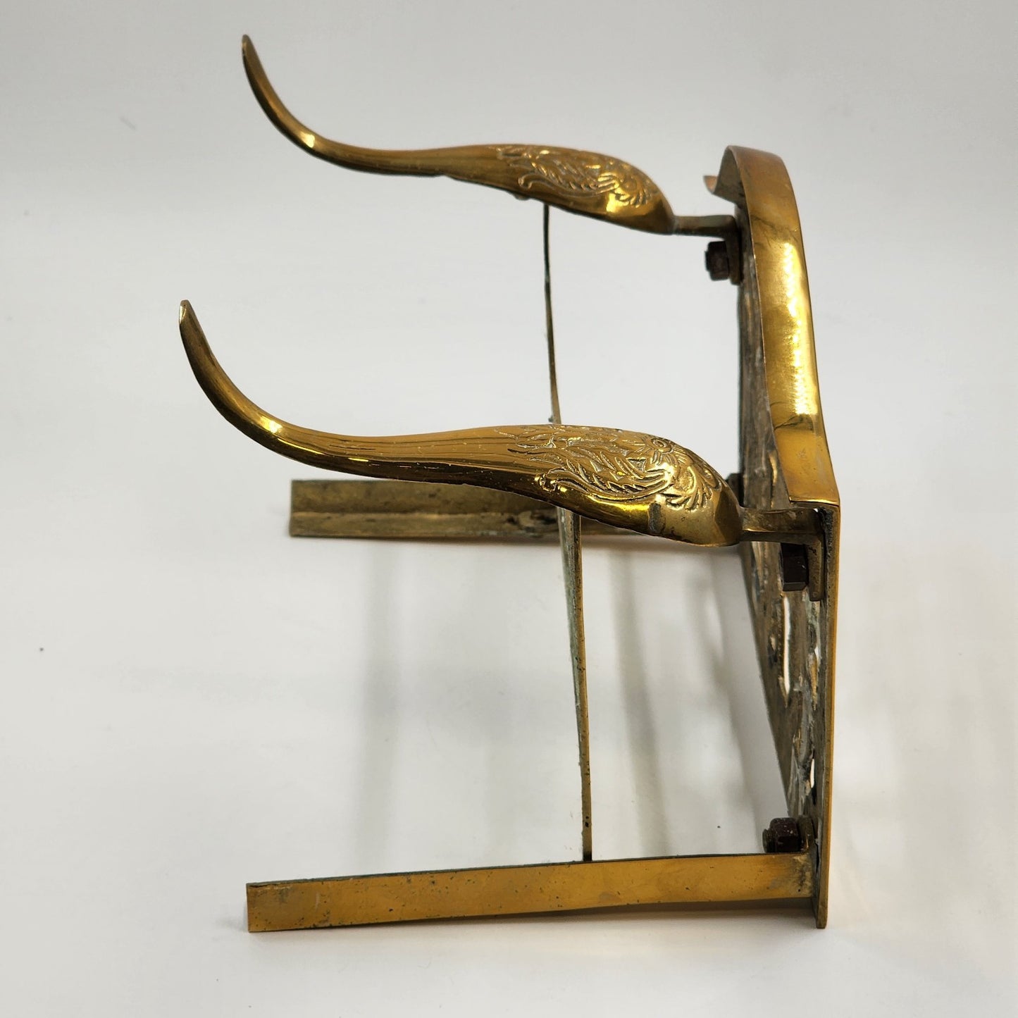 Brass Metal Gold Finish Footrest Fireplace Footman Stool Trivet Pot Warmer Stand