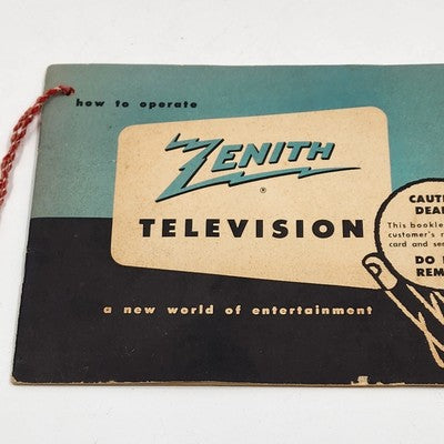 1952 Zenith TV Manual Original New World Entertainment How to Operate