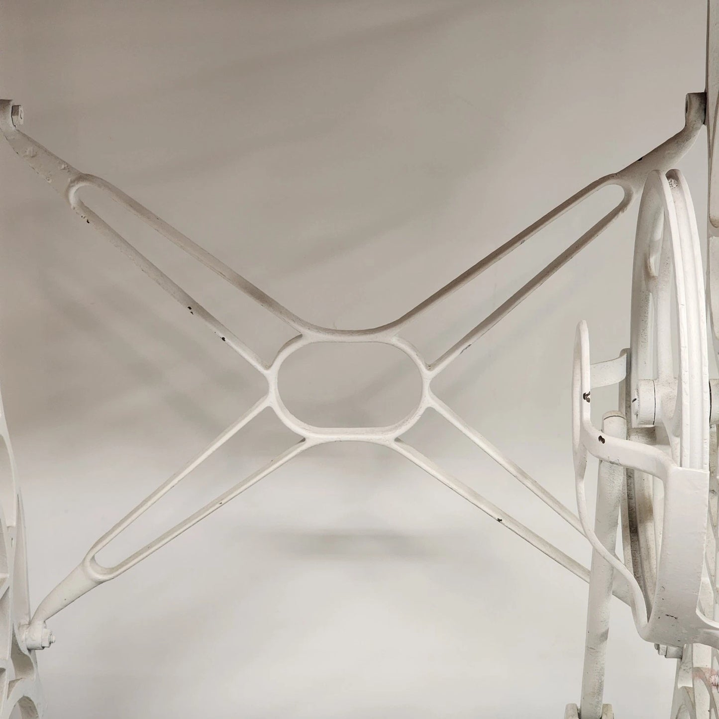 Antique Singer Sewing Machine Table Treadle Base Cast Iron Frame Wood Top 31.5"