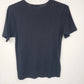 Paul Harris Black Ribbed Knit Top Women's Medium Stretch Short Sleeve Shirt