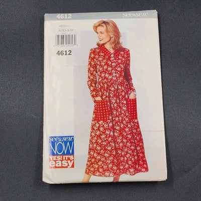 Butterick See & Sew 4612 Vintage Sewing Pattern 1996 Uncut Misses' Dress Size A