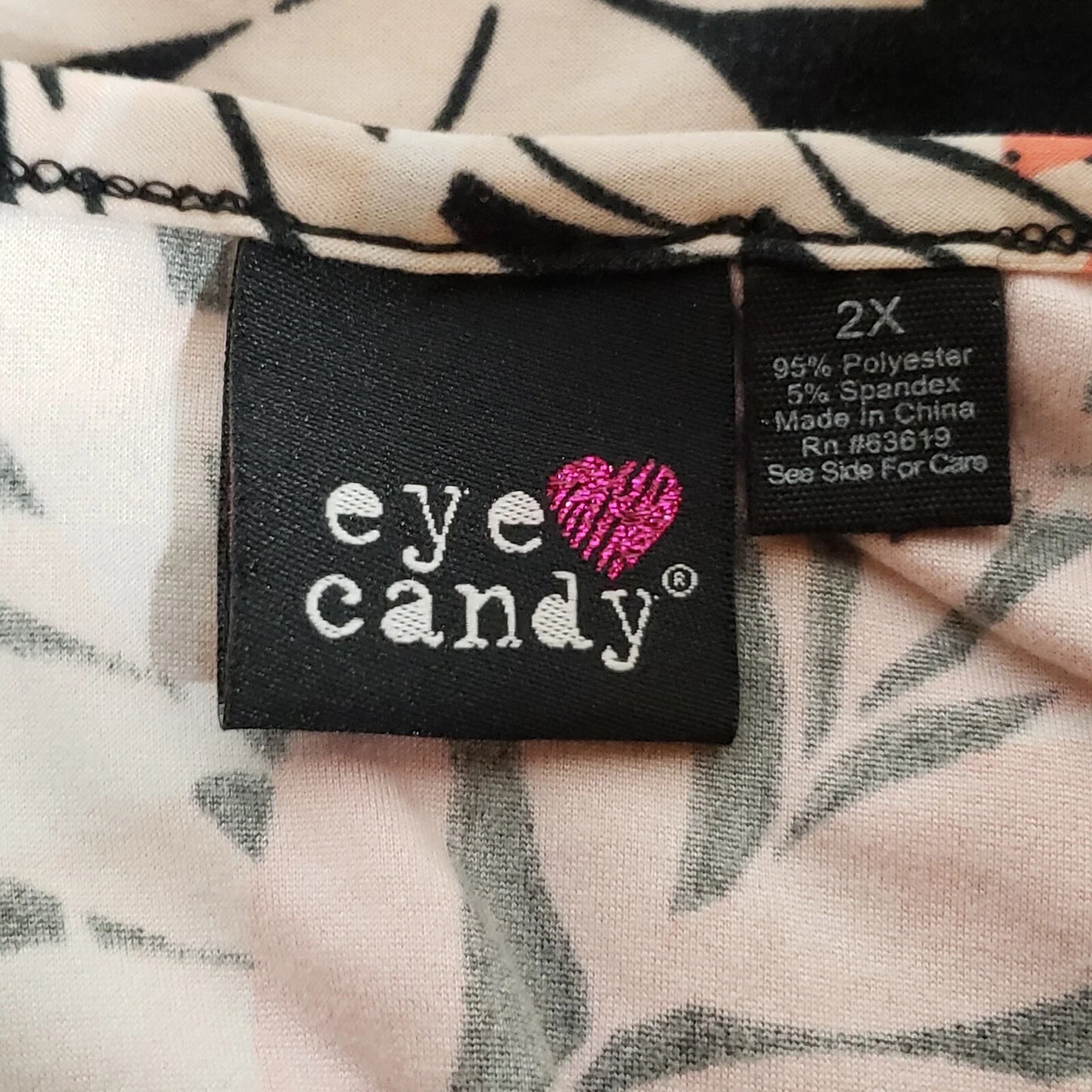 Eye Candy Women's Floral Top Size 2XL Black Pink Orange Cap Sleeves & Scoop Neck