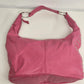 Pink Leather Hobo Bag Studded Hand Shoulder Purse Silver Studs Slouchy 12" Vtg