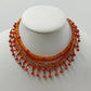 3 Necklaces Rope Chain Enamel Pendant Beaded & Satin Cord Mix Vintage Orange