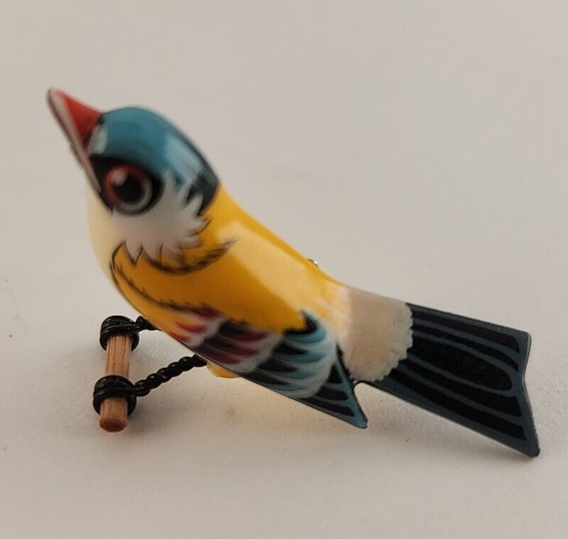 Japanese Takahashi Hand Carved Bird Brooch Pin Hand Painted Vintage
