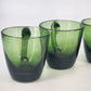 Indiana Glass Cups Avocado Green Blown Art Glass Set of 4 Starburst Base Handle