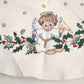 Holly & Angels 42" Round Christmas Tablecloth Counted Cross Stitch Stars