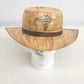 Lathe Turned Wood Cowboy Hat Tan 7-1/8 RW Huey Handcrafted Caduceus Symbol