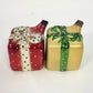 Czech Glass Christmas Present Ornaments Lot 5 Hand Painted Gift Box 1.5" Vintage