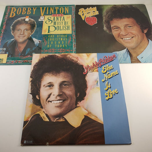 3 Bobby Vinton Vinyl LPs Santa Must Be Polish HEART OF HEARTS The Name is Love