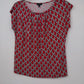 Talbots Petites Red Geometric Boat Neck Blouse Womens SP Top