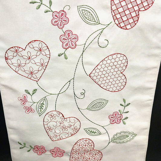 Nicole Miller Home Table Runner 72” X 14” Red White Pink Hearts NWT