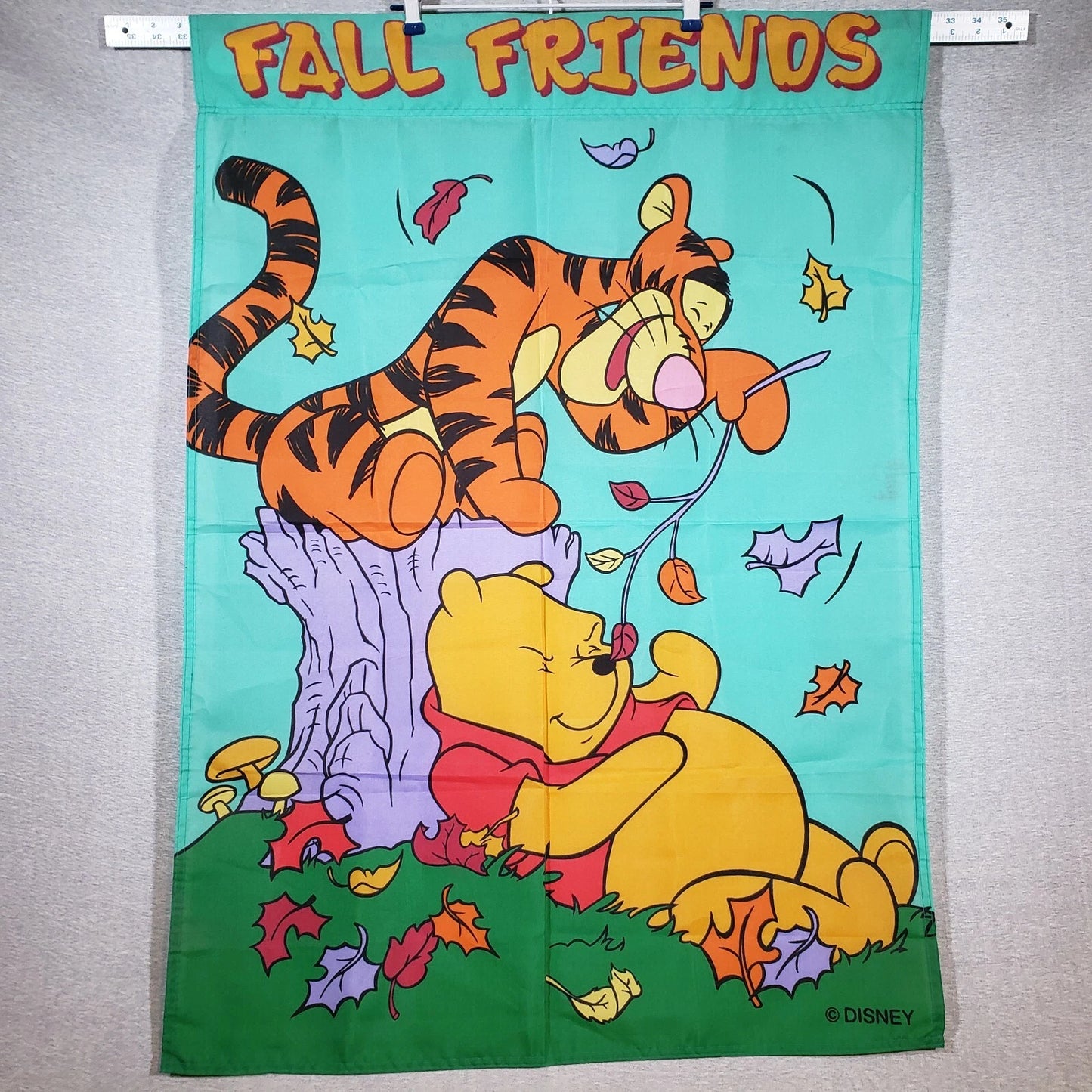 Disney Porch Flag Fall Friends Winnie the Pooh & Tigger 29x40 Autumn Leaves