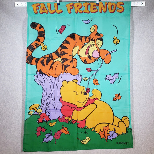 Disney Porch Flag Fall Friends Winnie the Pooh & Tigger 29x40 Autumn Leaves