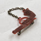 Title: Western Revolver Pistol Brooch Pin Red Miniature Gun Chain Novelty Vtg