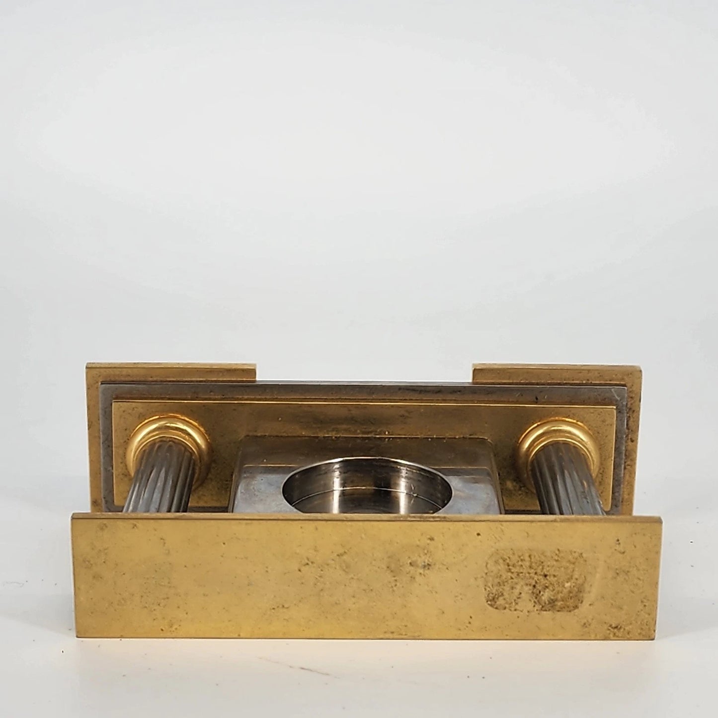 Regency Quartz Desk Mantel Clock Two Tone Gold Silver 5" Long Repair/Parts Only