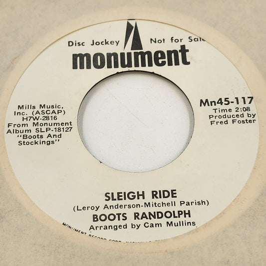 Boots Randolph Monument Record Sleigh Ride/White Christmas Vinyl 45 RPM 7" Promo