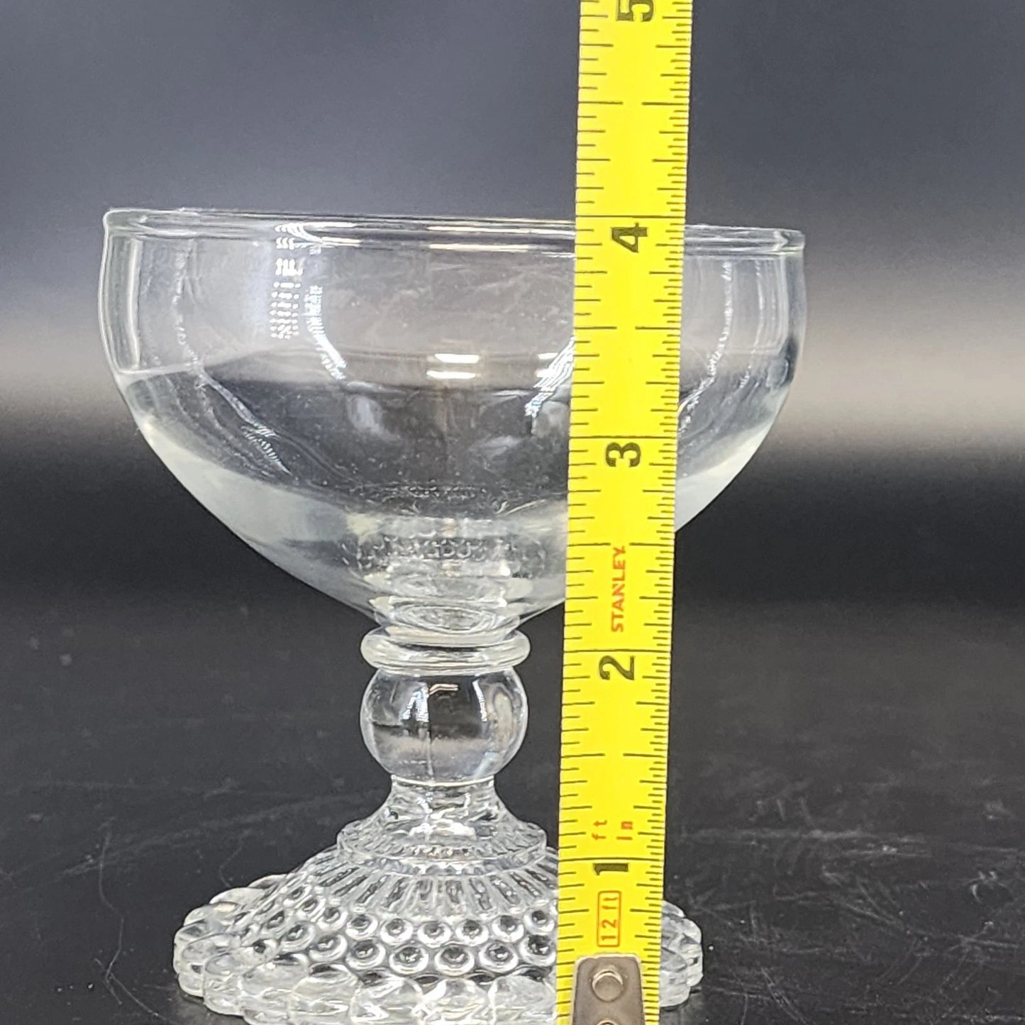 5 Anchor Hocking Bubble Foot Champagne Glasses 4" Mid Century Barware Set Vtg