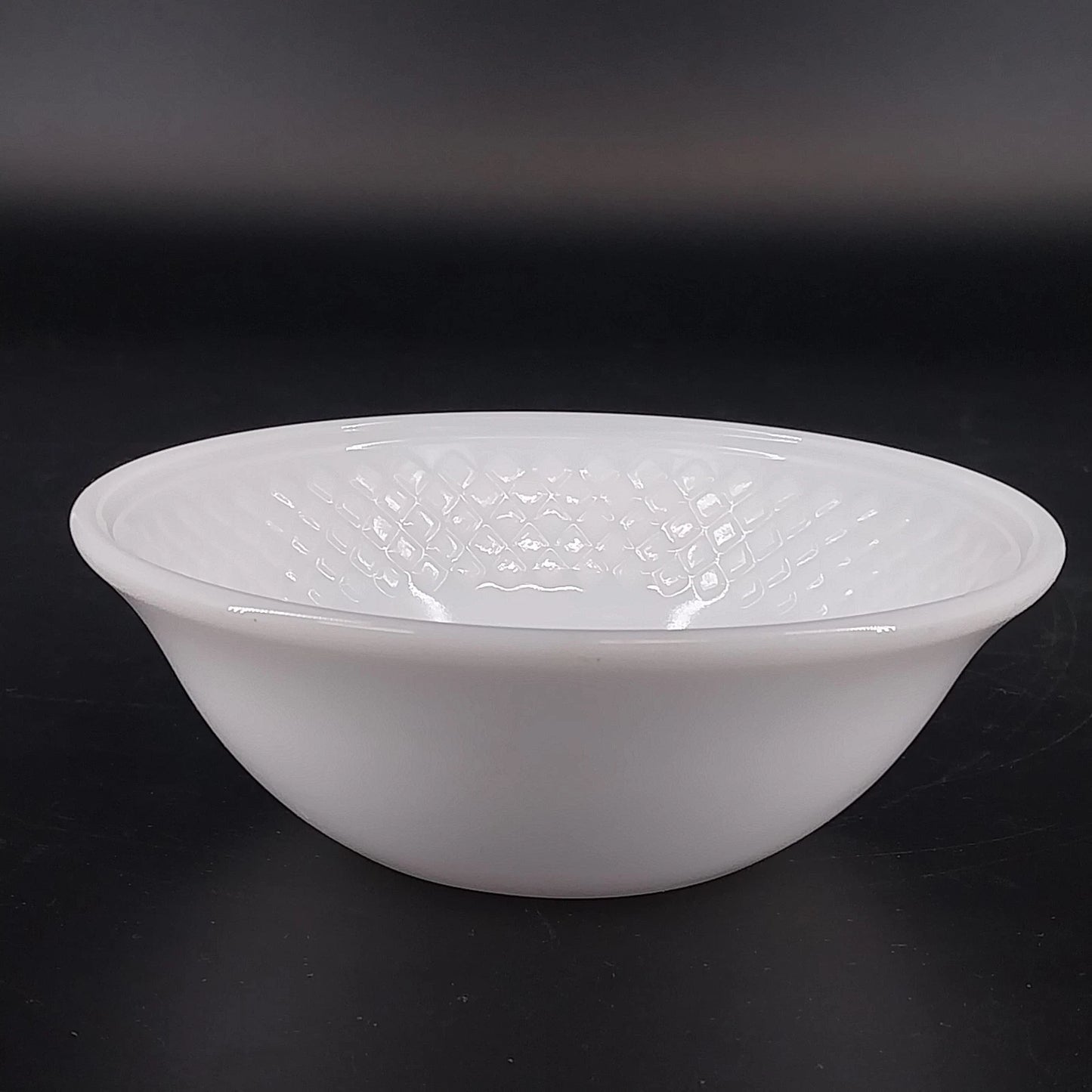 Vintage Federal Glass Basketweave Milk Glass Cereal Bowl 5 Inch