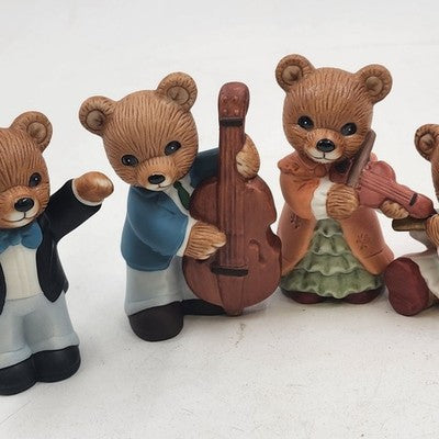 Homco Collections No 1422 Set of 6 Symphony Orchestra Musical Teddy Bears Vtg