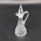Etched Cut Clear Glass Cruet Multi Faceted Stopper Clear Glass Antique
