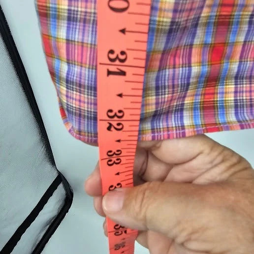 Alan Flusser Mens Multicolor Plaid Button-Up Shirt Size Medium 100% Cotton China
