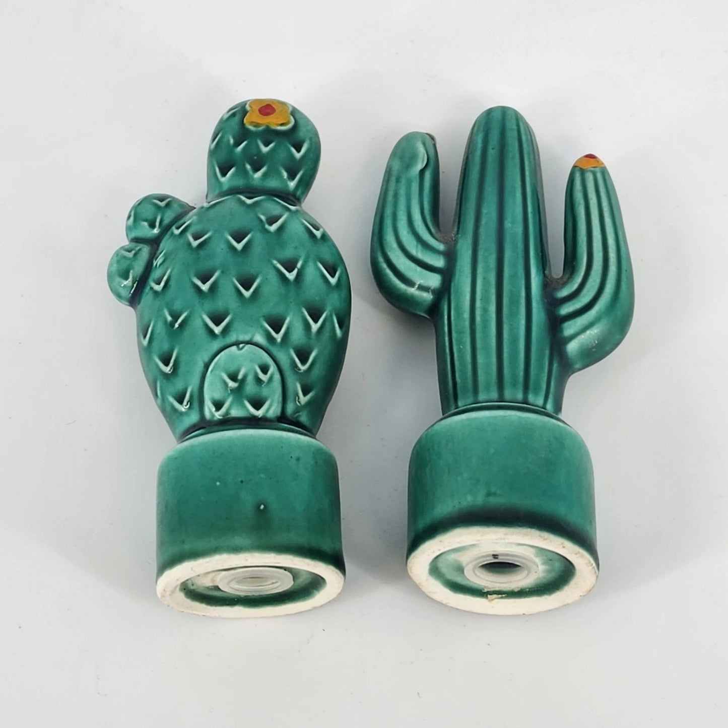 Southwest Cactus Ceramic Salt & Pepper Shakers Desert Bloom Saguaro Flower 4"