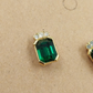 Gold Tone Emerald Cut Green & Clear Rhinestone Earrings Vintage