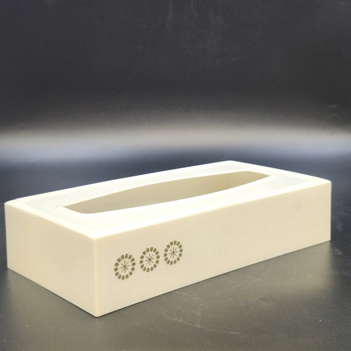 Rubbermaid Plastic Tissue Box Cover 2939 White Atomic Starburst 10.5" MCM Vtg