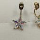 Gold Tone with Iridescent Faceted Rhinestone Flower Shape Earring Jacket Jewelry