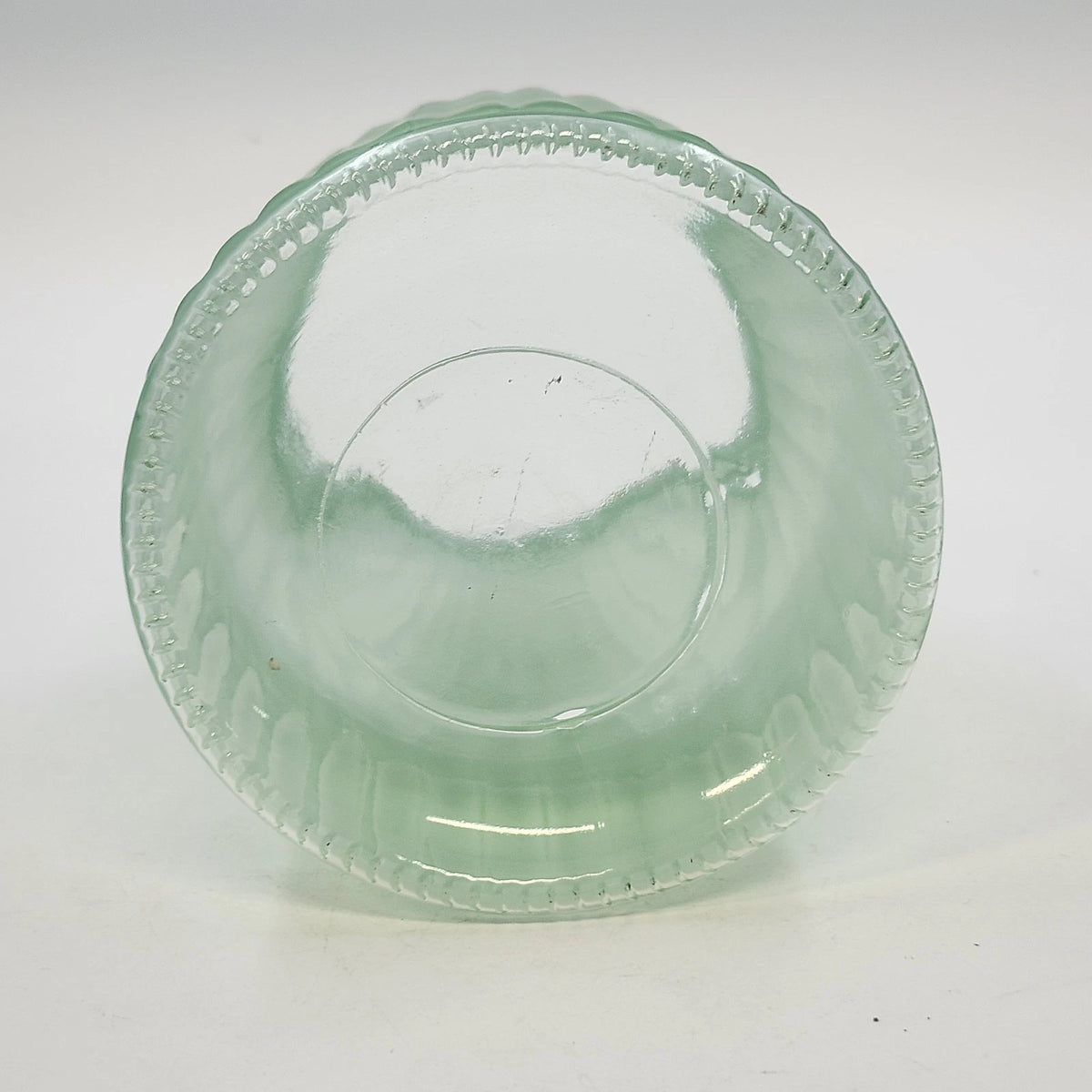 Frosted Glass Sage Green Vase 5.75" Textured Ribbed & Wide Flared Rim Vintage