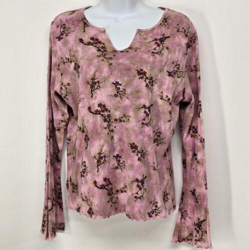 XCTI Mode Floral Top Pullover Size XL Cotton Spandex 3/4 Sleeve Stretch