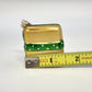 Czech Republic Glass Gift Box Christmas Hanging Ornaments Gold Green Pair 1.5"