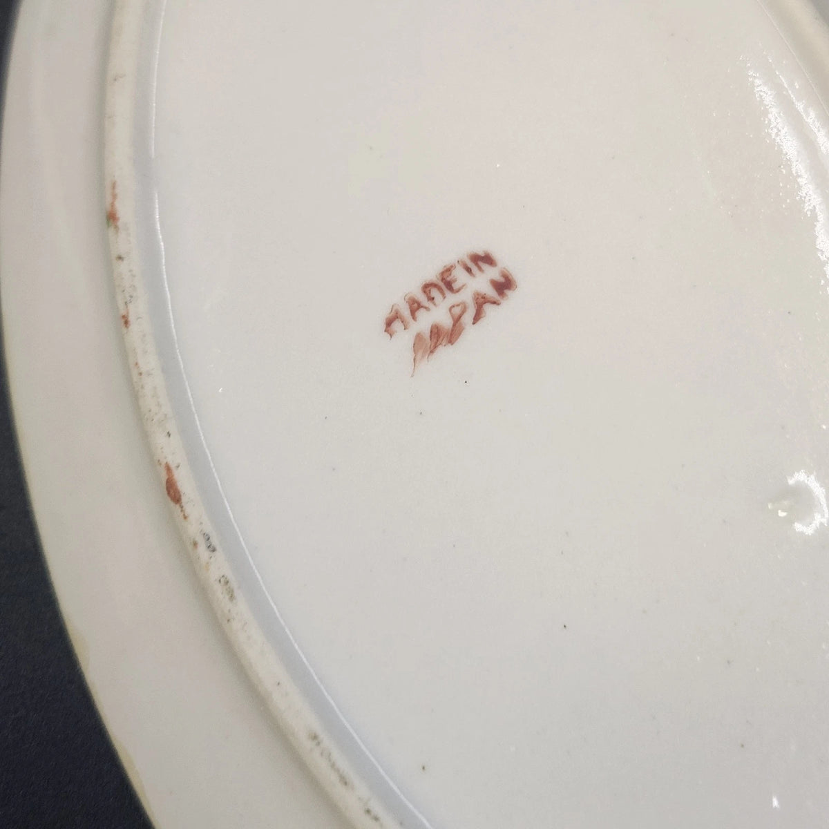 Porcelain Oval Serving Dish Plate 6" Hand Painted Floral Orange Trim Japan