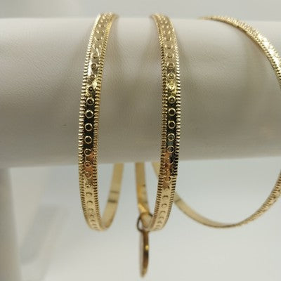 Three Set of Jewelry Bangles Thin Bracelets Gold Tone One with Gold Disc Dangle
