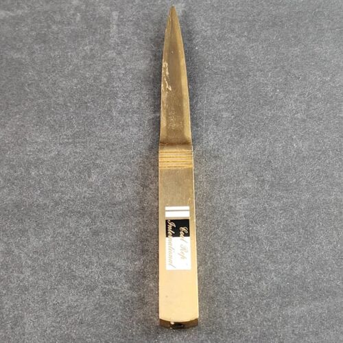 Solid Brass Letter Opener 7” Long Double Edge Vintage Elegant Coal Rep Intl