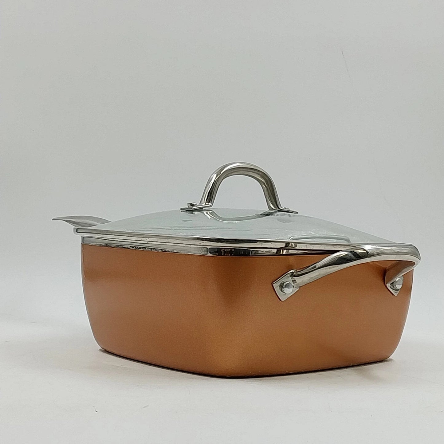 Copper Chef Deep Square Pan 9.5" Vent Lid 2 Handles and Frying Basket NOS