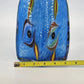 Milano Murano Sommerso Art Glass Vase Blue White Eyes 11.5 Inch
