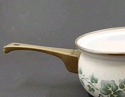 Corelle Coordinates Sauce Pan Lincoware Ivy Style Pattern Enamel Gold Handle