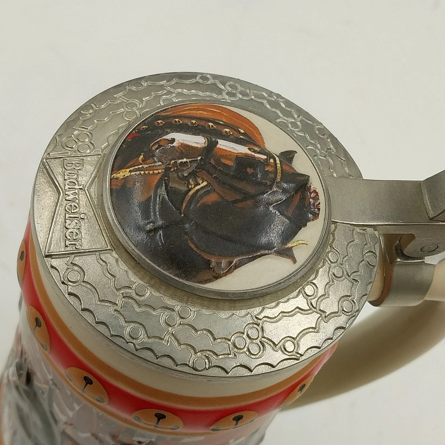 Budweiser Holiday Stein Hometown Holiday Ceramarte Clydesdales Vtg Mug Cup 1993