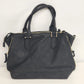 Massini Black Faux Leather Tote Handbag 16in Gold Tone Zipper