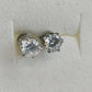Round Clear Crystal Solitaire Stud Earrings Six Prong Silver Tone