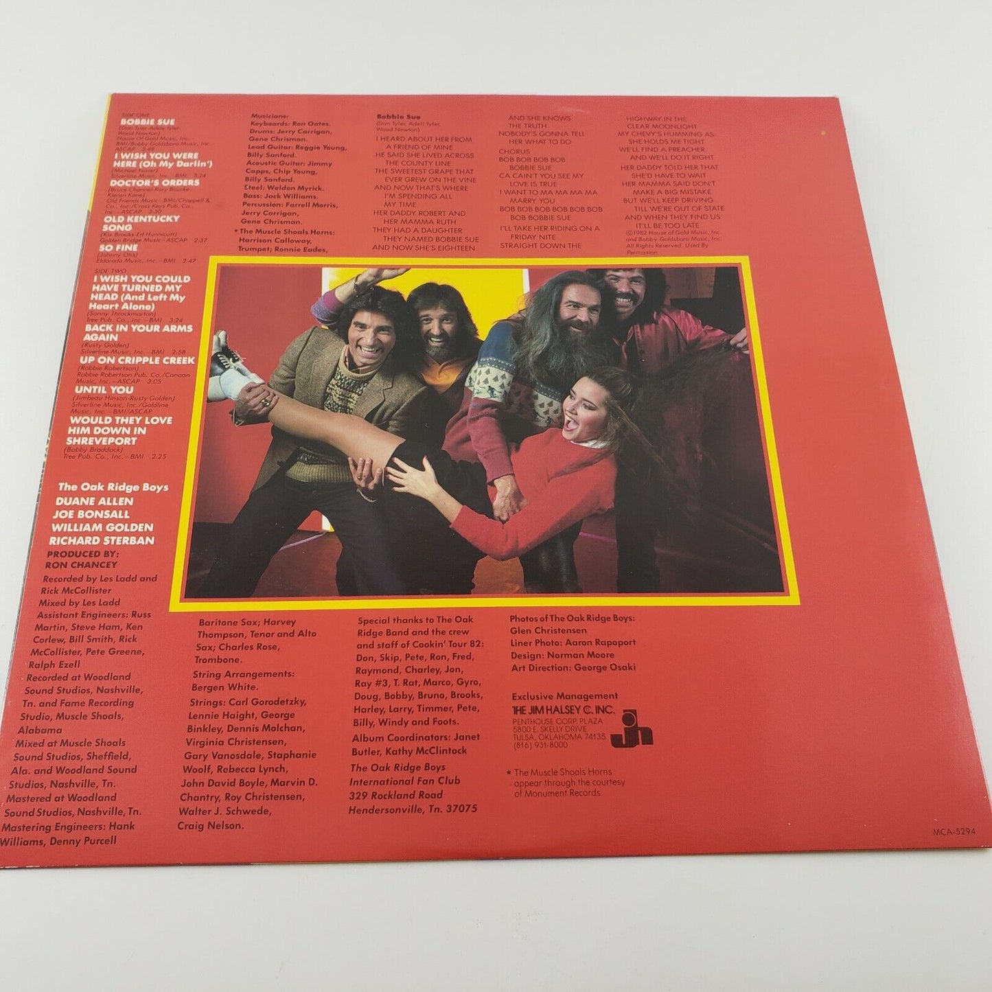 Oak Ridge Boys Bobbie Sue MCA-529 1982 Vinyl LP Graphic Inner Sleeve