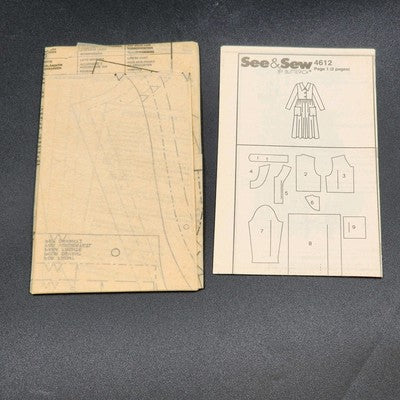 Butterick See & Sew 4612 Vintage Sewing Pattern 1996 Uncut Misses' Dress Size A