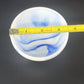 Akro Agate Blue & White Swirl Slag Glass Three Footed Bowl Marbled Cup 3.5" Vtg