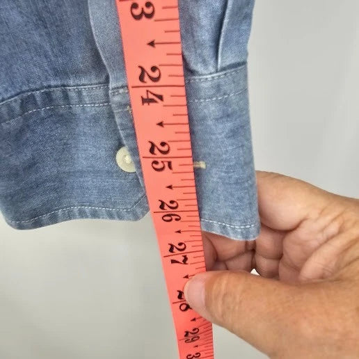 American Eagle Men’s Blue Denim Button-Front Shirt Size Large Athletic Fit China
