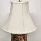 Italian Porcelain Table Lamp Urn on Pedestal Style White Bell Shaped Shade Vtg