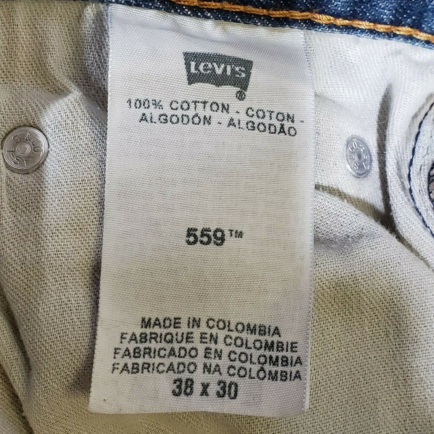 Levi's 559 Relaxed Straight Blue Jeans Mens 38x30 Broken In Denim